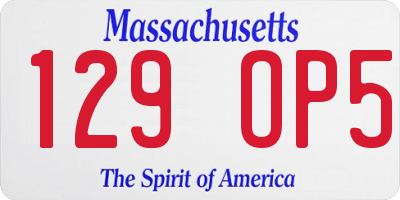 MA license plate 129OP5