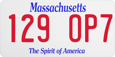 MA license plate 129OP7