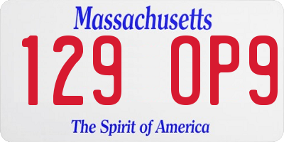 MA license plate 129OP9