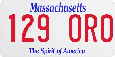 MA license plate 129OR0