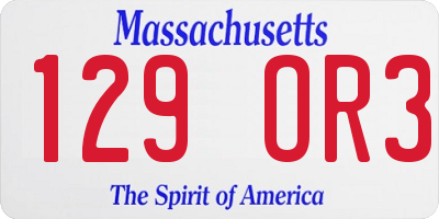 MA license plate 129OR3