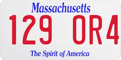 MA license plate 129OR4