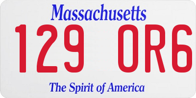 MA license plate 129OR6