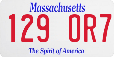 MA license plate 129OR7