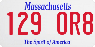 MA license plate 129OR8