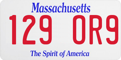 MA license plate 129OR9