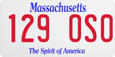 MA license plate 129OS0