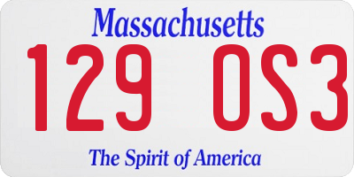 MA license plate 129OS3