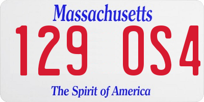 MA license plate 129OS4