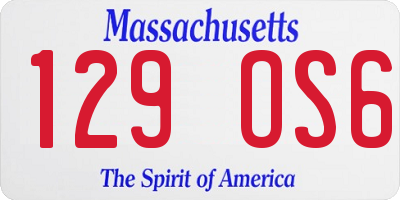 MA license plate 129OS6