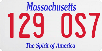 MA license plate 129OS7