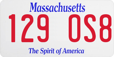 MA license plate 129OS8