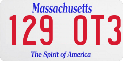 MA license plate 129OT3