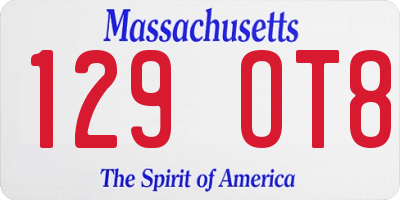 MA license plate 129OT8