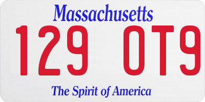 MA license plate 129OT9