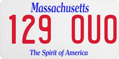 MA license plate 129OU0