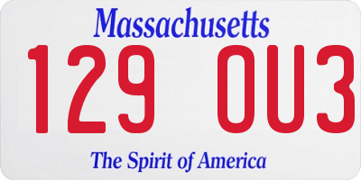 MA license plate 129OU3