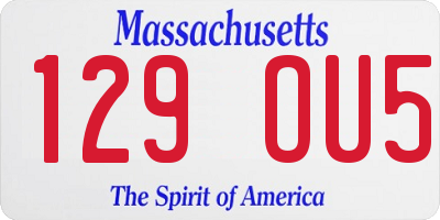 MA license plate 129OU5