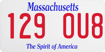 MA license plate 129OU8