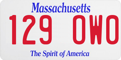 MA license plate 129OW0