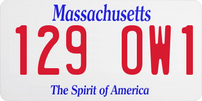 MA license plate 129OW1