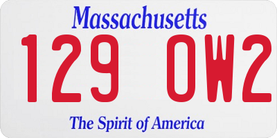 MA license plate 129OW2