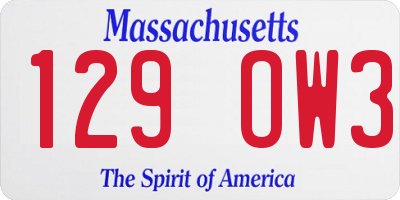 MA license plate 129OW3