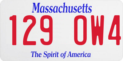 MA license plate 129OW4
