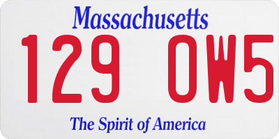 MA license plate 129OW5