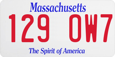 MA license plate 129OW7