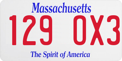 MA license plate 129OX3