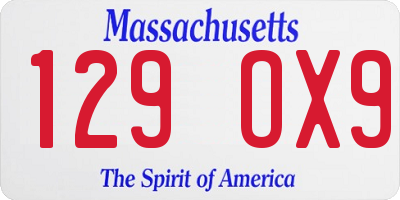 MA license plate 129OX9
