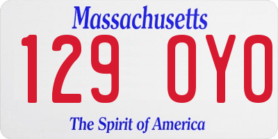 MA license plate 129OY0