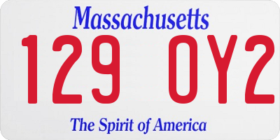 MA license plate 129OY2