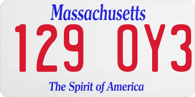 MA license plate 129OY3
