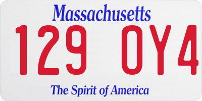 MA license plate 129OY4
