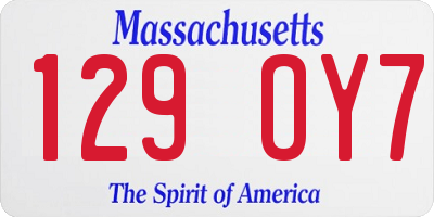 MA license plate 129OY7