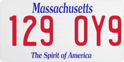 MA license plate 129OY9
