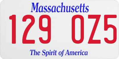 MA license plate 129OZ5