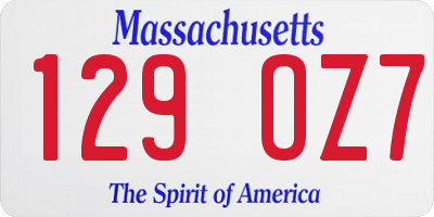 MA license plate 129OZ7