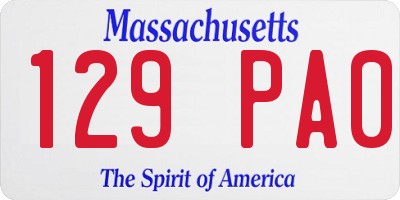 MA license plate 129PA0