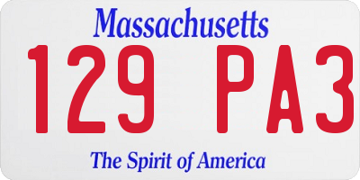 MA license plate 129PA3