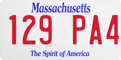 MA license plate 129PA4