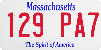 MA license plate 129PA7