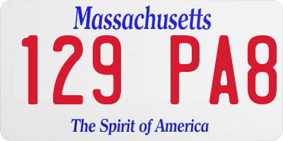 MA license plate 129PA8