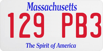 MA license plate 129PB3
