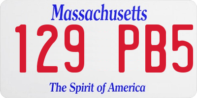 MA license plate 129PB5