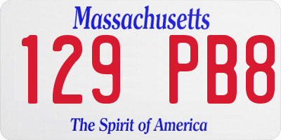 MA license plate 129PB8