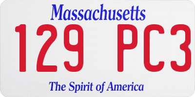 MA license plate 129PC3