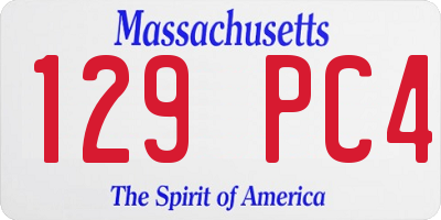 MA license plate 129PC4